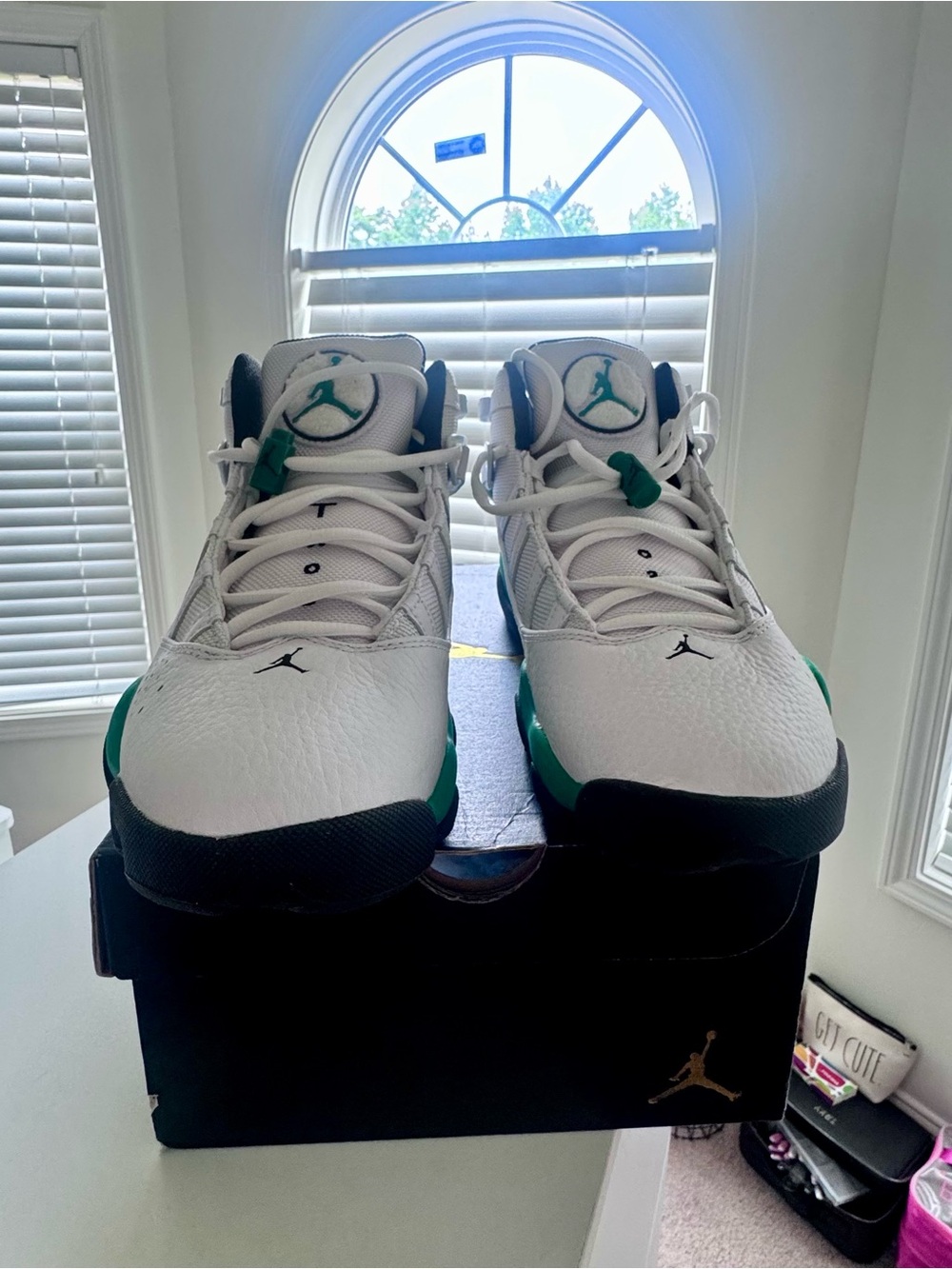 Nike Air Jordan Men's White and green Low-Top Sneakers